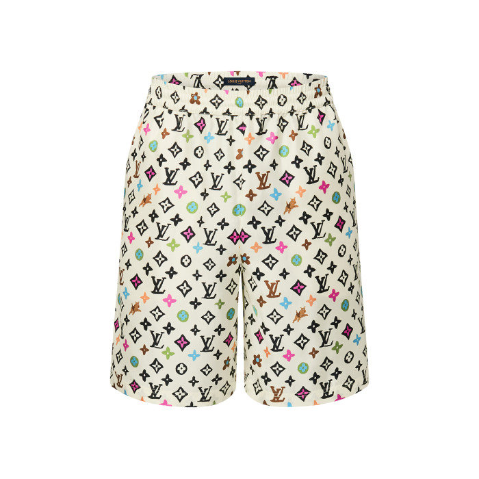NIGO Louis Vuitton Men's Summer Logo Full Print Single Breasted Short Sleeve Shirt Elasticated Waist Shorts Suit Set #nigo99155