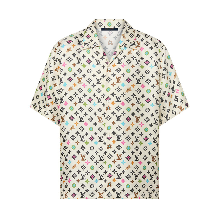 NIGO Louis Vuitton Men's Summer Logo Full Print Single Breasted Short Sleeve Shirt Elasticated Waist Shorts Suit Set #nigo99155