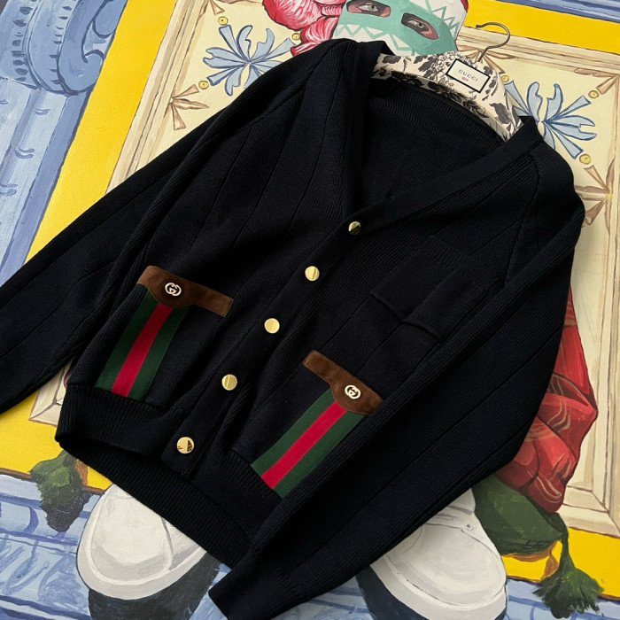 NIGO Gucci Men's Autumn and Winter Wool Blend V-Neck Loose Long Sleeve Knit Cardigan #nigo99182