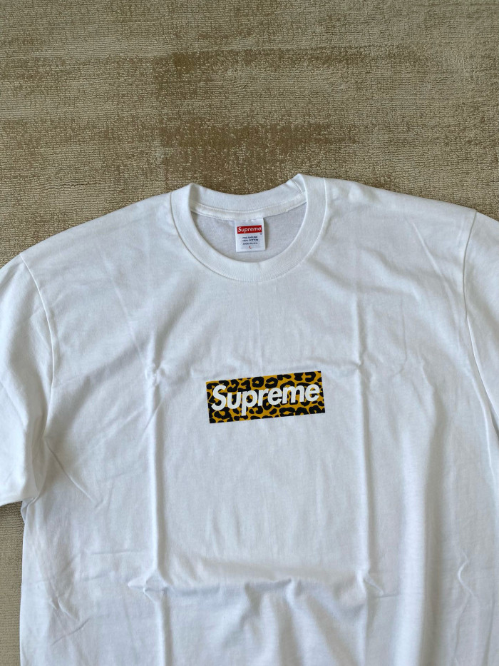 NIGO Supreme Men's and Women's Summer Leopard Print Box Logo Shanghai Opening Limited White Short Sleeve T-Shirt #nigo99193