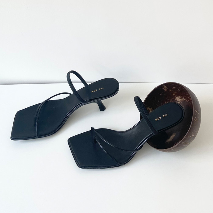 NIGO THE ROW Women's Spring And Summer Square Head Clip Toe Sandals Flat Shoes Temperament Low Heel Spaghetti Strap Shoes  #nigo99217