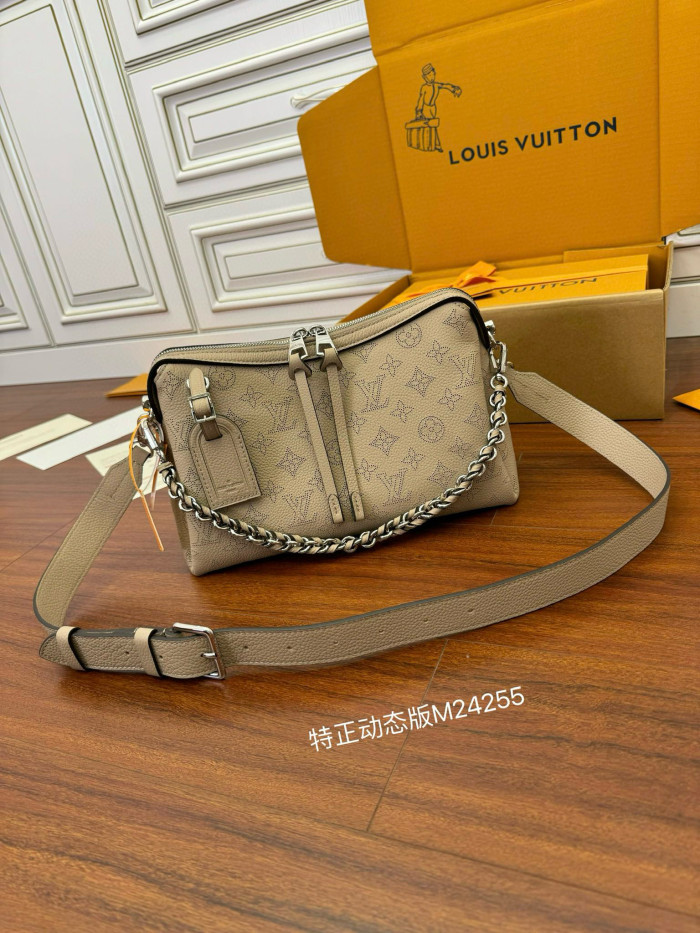 NIGO Louis Vuitton Mahina Hand It All Women's Solid Colour Hollow Logo Print Detachable Adjustable Shoulder Strap Zip Closure Shoulder Crossbody Bag Bags #nigo99219