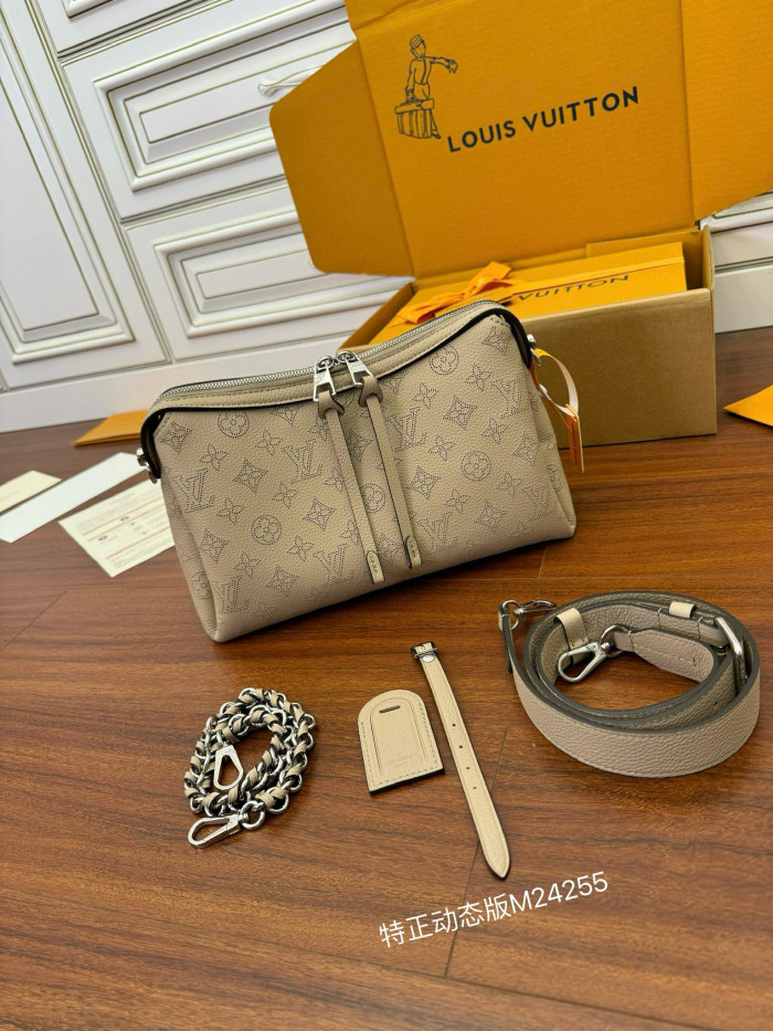 NIGO Louis Vuitton Mahina Hand It All Women's Solid Colour Hollow Logo Print Detachable Adjustable Shoulder Strap Zip Closure Shoulder Crossbody Bag Bags #nigo99219