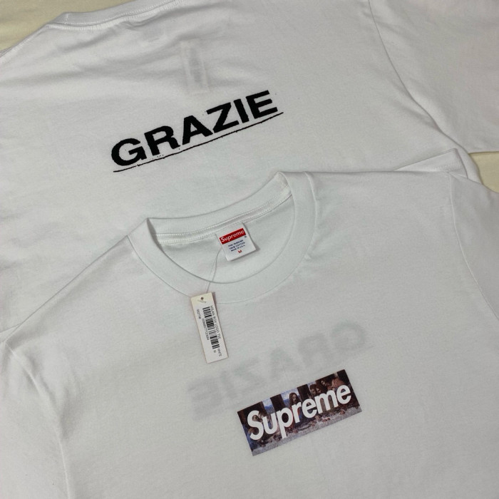 NIGO Supreme Week 11 Milan Last Supper Men's & Women's White Leonardo da Vinci The Last Supper Box Logo Print Solid Colour Casual Round Neck Short Sleeve T-Shirt #nigo99265