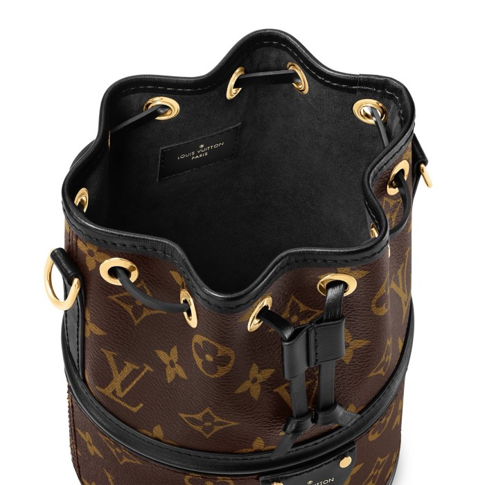 NIGO Louis Vuitton Canoé Women's Alphabet Printing Drawstring Closure Brown Black Canvas Spell Cowhide Bucket Bag Shoulder Crossbody Bags #nigo99267