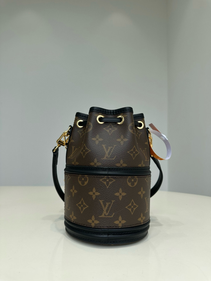 NIGO Louis Vuitton Canoé Women's Alphabet Printing Drawstring Closure Brown Black Canvas Spell Cowhide Bucket Bag Shoulder Crossbody Bags #nigo99267