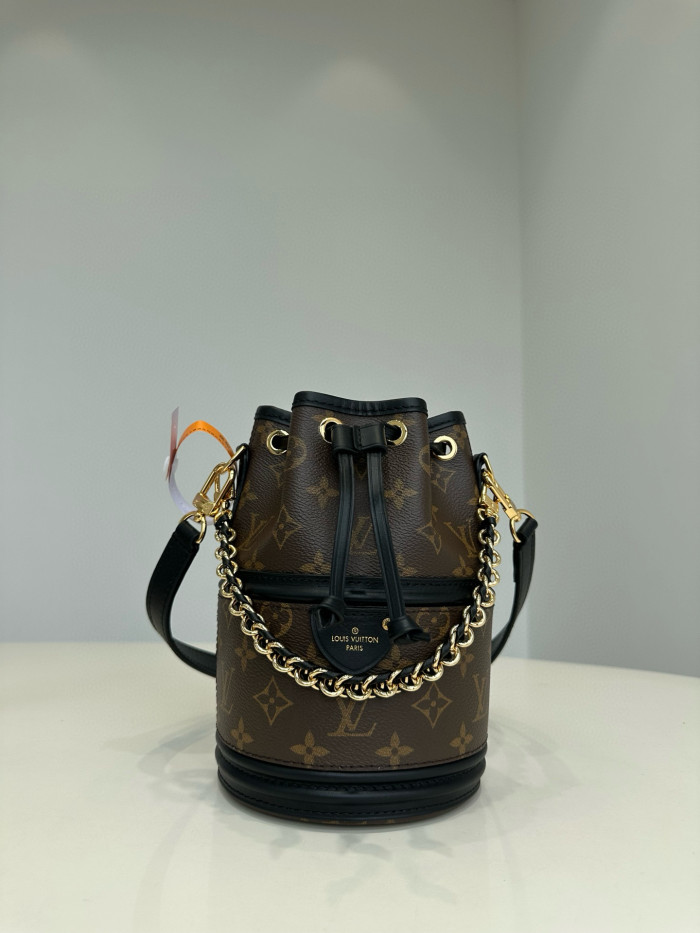 NIGO Louis Vuitton Canoé Women's Alphabet Printing Drawstring Closure Brown Black Canvas Spell Cowhide Bucket Bag Shoulder Crossbody Bags #nigo99267