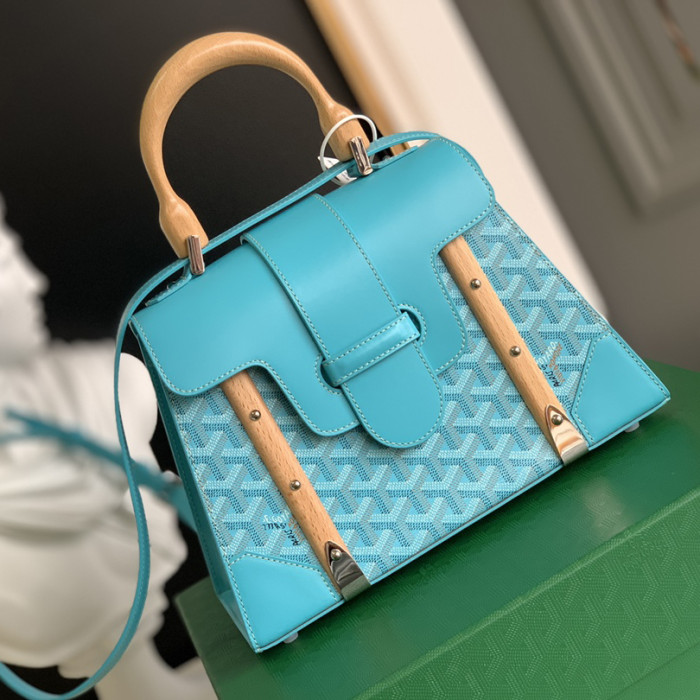 NIGO Goyard PM Saigon Exquisite Leather Printed Wooden Carrying Handle Crossbody Bag Bags #nigo99278