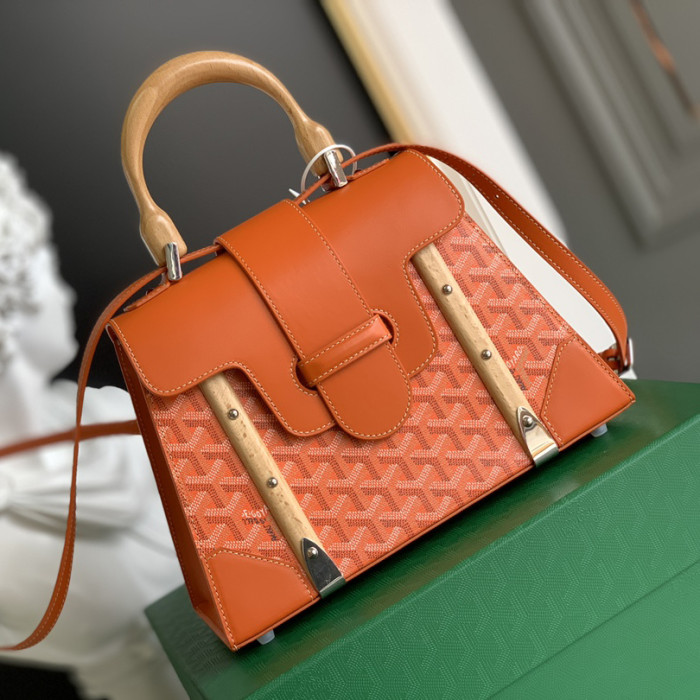 NIGO Goyard PM Saigon Exquisite Leather Printed Wooden Carrying Handle Crossbody Bag Bags #nigo99278