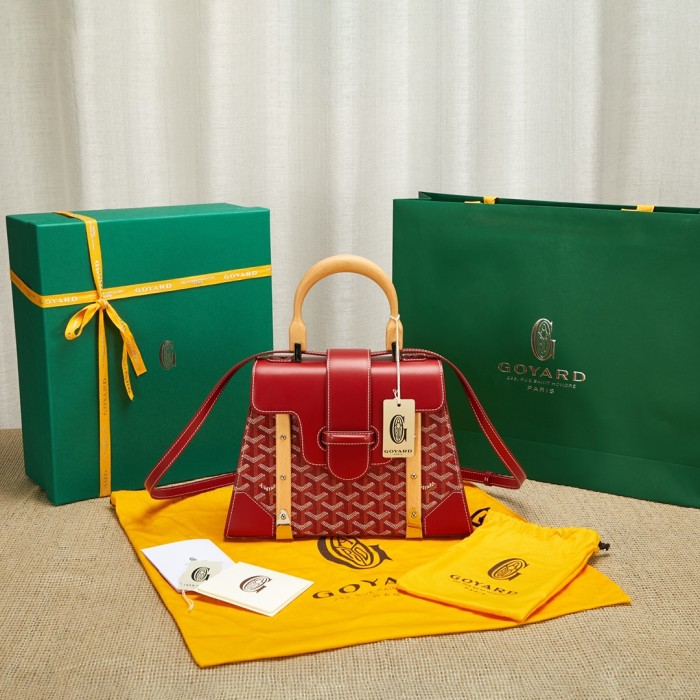 NIGO Goyard PM Saigon Exquisite Leather Printed Wooden Carrying Handle Crossbody Bag Bags #nigo99278