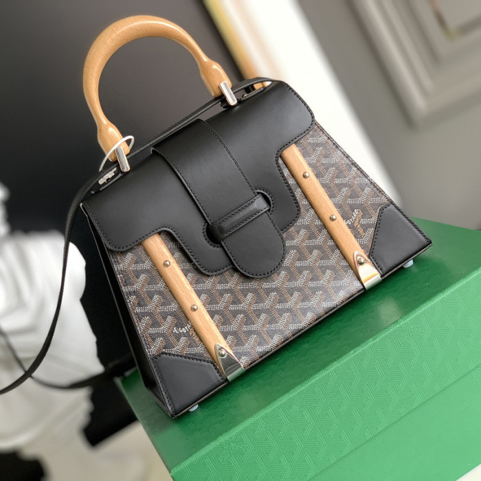 NIGO Goyard PM Saigon Exquisite Leather Printed Wooden Carrying Handle Crossbody Bag Bags #nigo99278