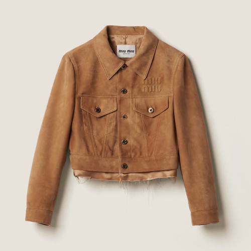 NIGO MiuMiu Women's Autumn and Winter Brown Letter Printed Lapel Single Breasted Short Long Sleeve Jacket #nigo99295