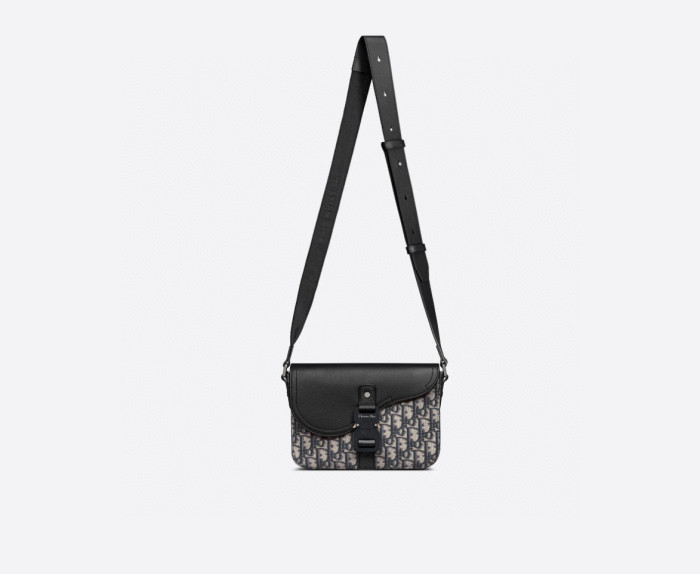 NIGO Dior Men's Adjustable Shoulder Strap Flap Closure Oblique Printed Grained Cowhide Saddle Bag Crossbody Shoulder Bags #nigo99336