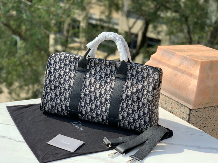 NIGO Dior Men's and Women's Oblique Printed Cowhide Leather Patchwork Duffel Bag Bags #nigo99338