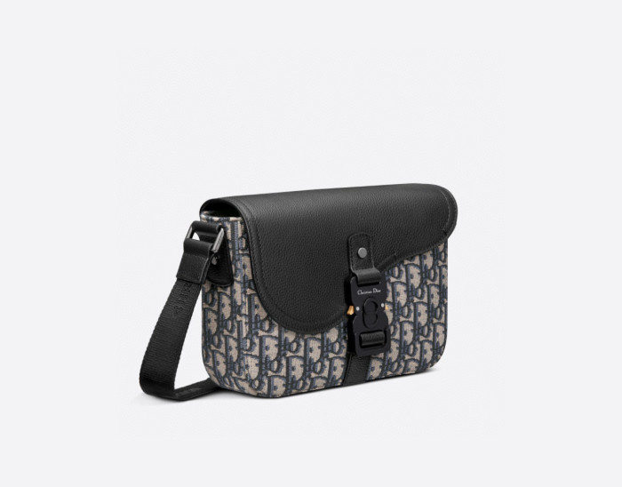 NIGO Dior Men's Adjustable Shoulder Strap Flap Closure Oblique Printed Grained Cowhide Saddle Bag Crossbody Shoulder Bags #nigo99336