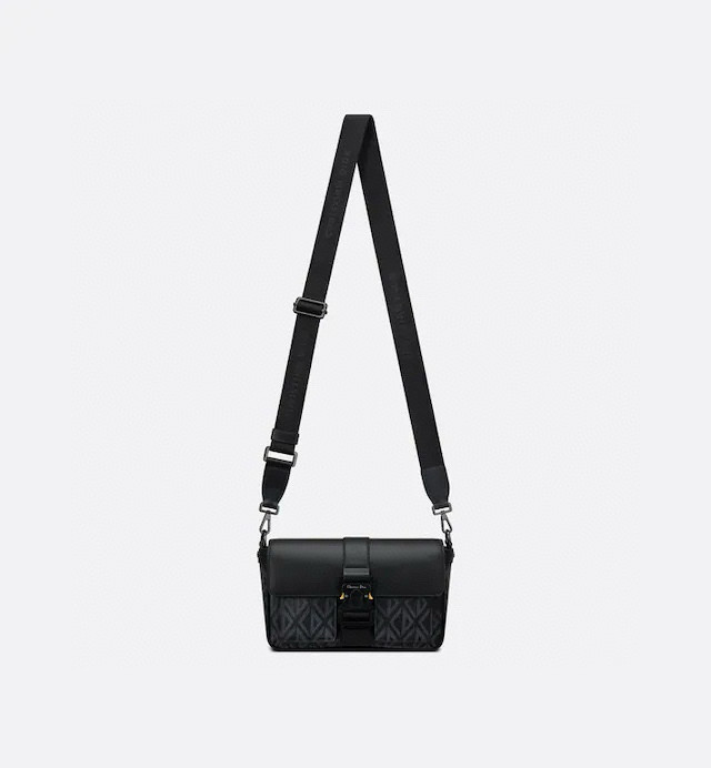 NIGO Dior Men's Black CD Diamond Printed Smooth Cowhide Leather Crossbody Shoulder Bag #nigo99337