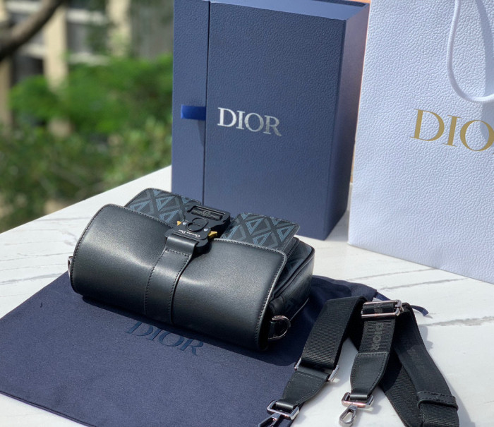 NIGO Dior Men's Black CD Diamond Printed Smooth Cowhide Leather Crossbody Shoulder Bag #nigo99337