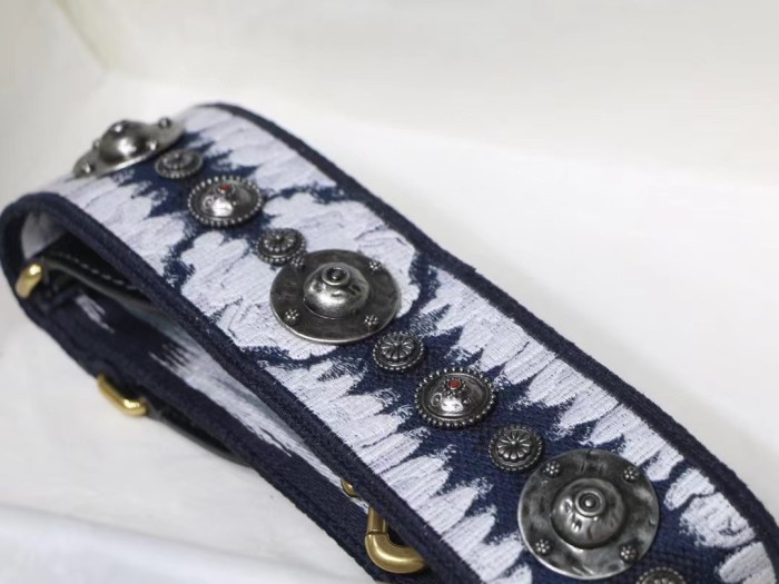 NIGO Dior Blue Dior Oblique Embroidery Shoulder Strap with Ring Adjustable Handbag Shoulder Strap #nigo99353