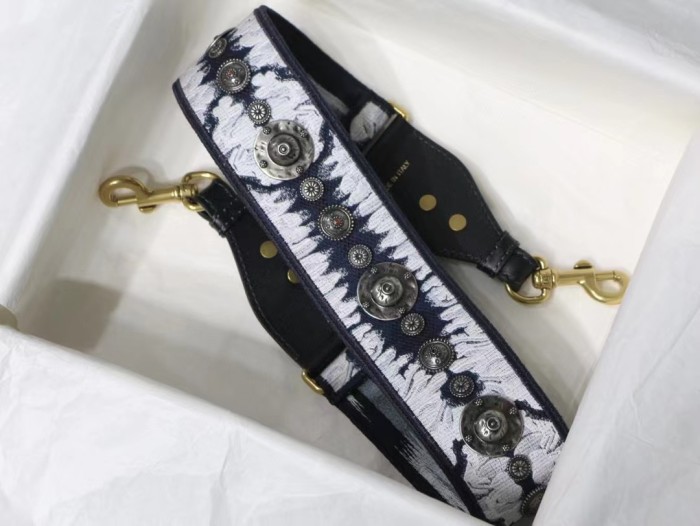 NIGO Dior Blue Dior Oblique Embroidery Shoulder Strap with Ring Adjustable Handbag Shoulder Strap #nigo99353