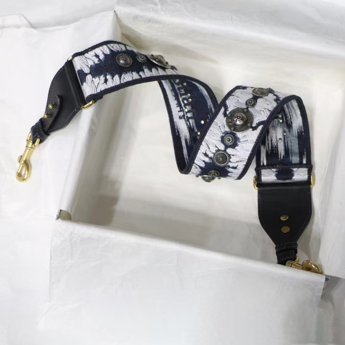 NIGO Dior Blue Dior Oblique Embroidery Shoulder Strap with Ring Adjustable Handbag Shoulder Strap #nigo99353