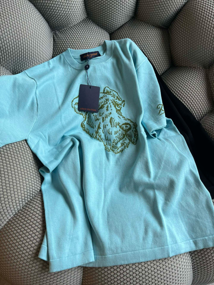 NIGO Louis Vuitton Men's Summer Embroidery Pattern Print Round Neck Cotton Short Sleeve T-Shirt #nigo99343