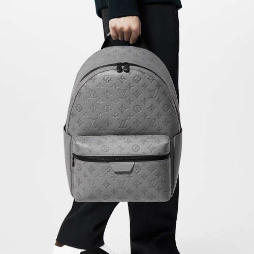 NIGO Louis Vuitton Men's Monogram Full Print Zipper Cowhide Backpack Gray Discovery Shoulder Bag #nigo99352