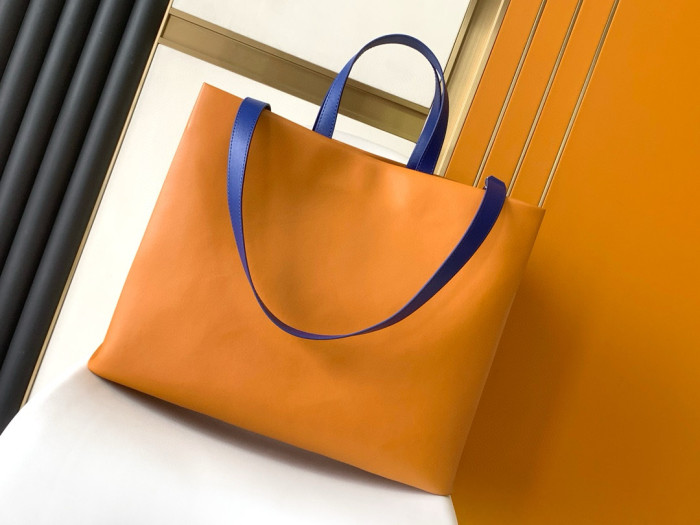 NIGO Louis Vuitton SHOPPER Women's Orange Monogram Printed Cowhide Leather Shopping Bag Tote Bag Bags #nigo99354