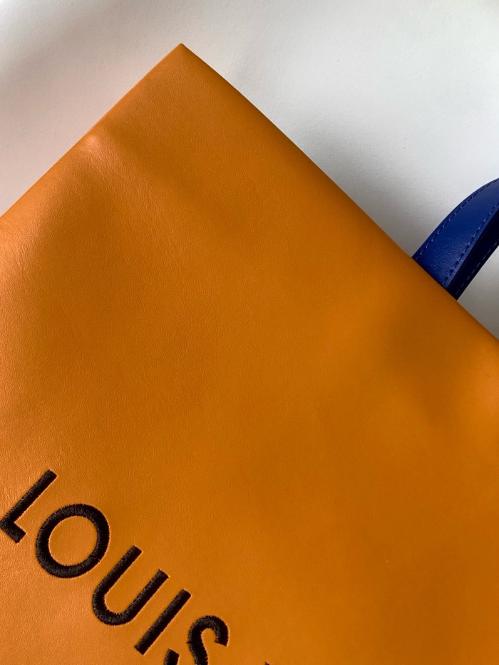 NIGO Louis Vuitton SHOPPER Women's Orange Monogram Printed Cowhide Leather Shopping Bag Tote Bag Bags #nigo99354