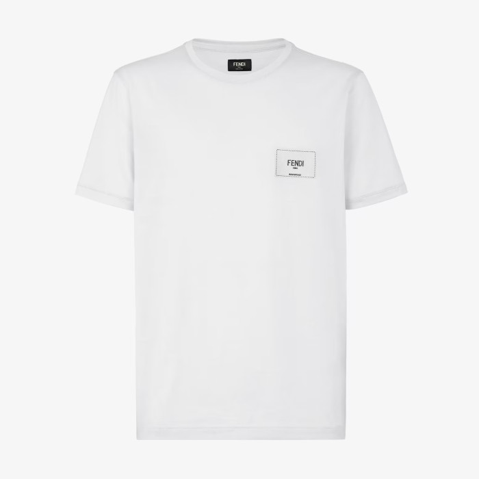 NIGO Fendi Men's Summer Solid Colour Logo Embroidered Jacquard Applique Plain Cotton Round Neck Short Sleeve T-Shirt #nigo99372