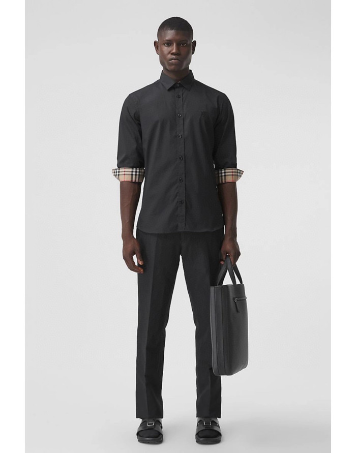NIGO Burberry Men's Spring Summer Slim Fit Tailored Embroidered Logo Check Long Sleeve Shirt #nigo99373