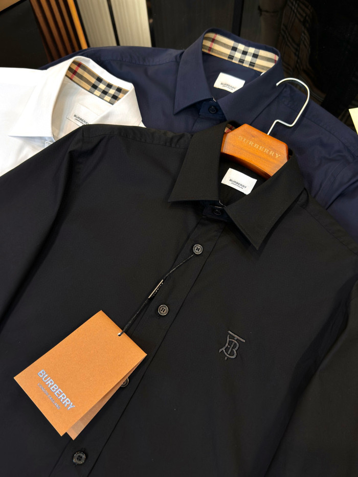 NIGO Burberry Men's Spring Summer Slim Fit Tailored Embroidered Logo Check Long Sleeve Shirt #nigo99373