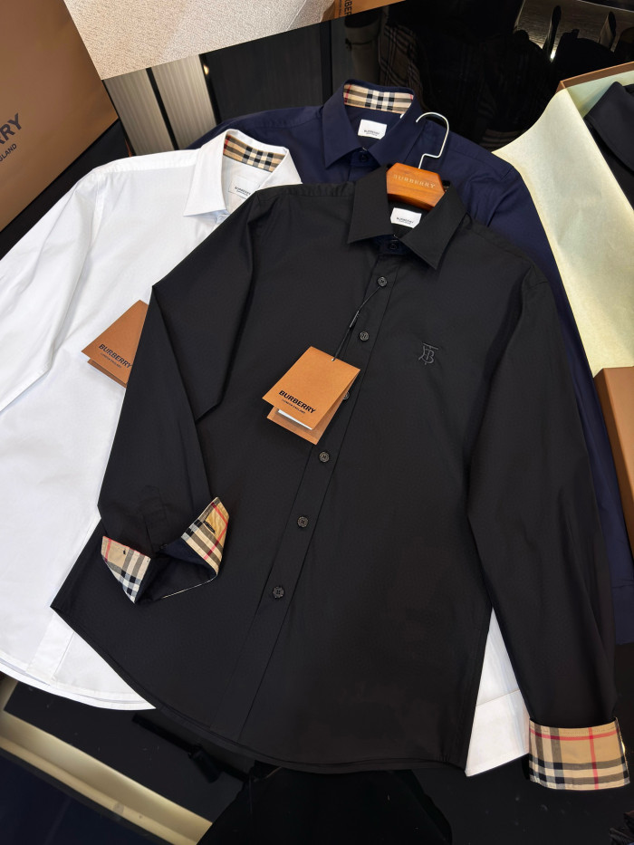 NIGO Burberry Men's Spring Summer Slim Fit Tailored Embroidered Logo Check Long Sleeve Shirt #nigo99373