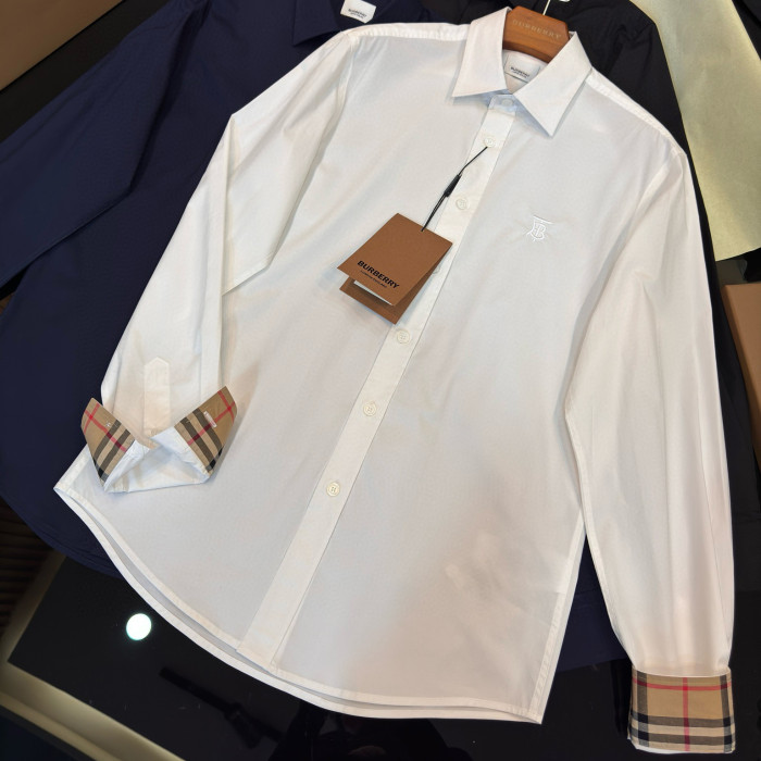 NIGO Burberry Men's Spring Summer Slim Fit Tailored Embroidered Logo Check Long Sleeve Shirt #nigo99373