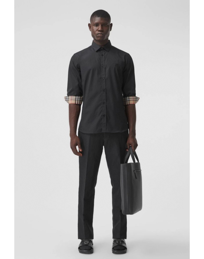 NIGO Burberry Men's Spring Summer Slim Fit Tailored Embroidered Logo Check Long Sleeve Shirt #nigo99373