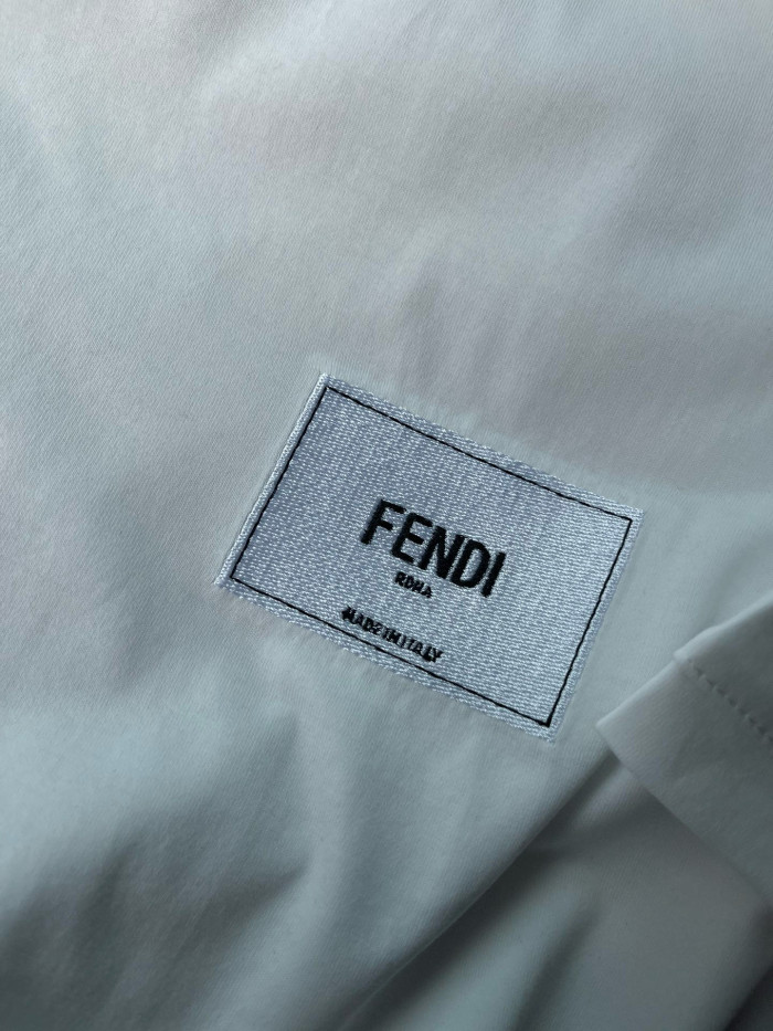 NIGO Fendi Men's Summer Solid Colour Logo Embroidered Jacquard Applique Plain Cotton Round Neck Short Sleeve T-Shirt #nigo99372