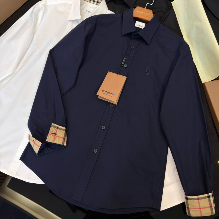 NIGO Burberry Men's Spring Summer Slim Fit Tailored Embroidered Logo Check Long Sleeve Shirt #nigo99373