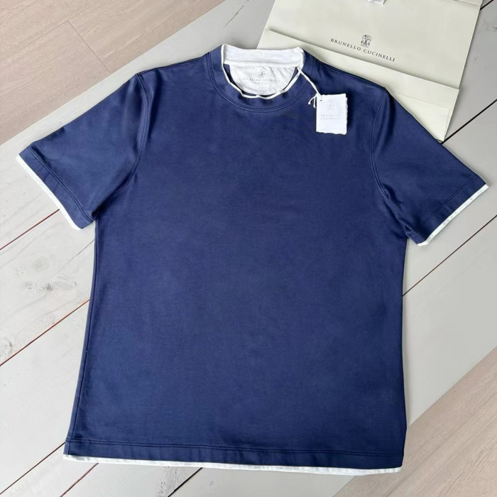NIGO Brunello Cucinelli Men's Spring And Summer Fashion Trend Color Blocking Classic Short-sleeved Comfortable Positive Shoulder Round Neck T-shirt Tops #nigo99379