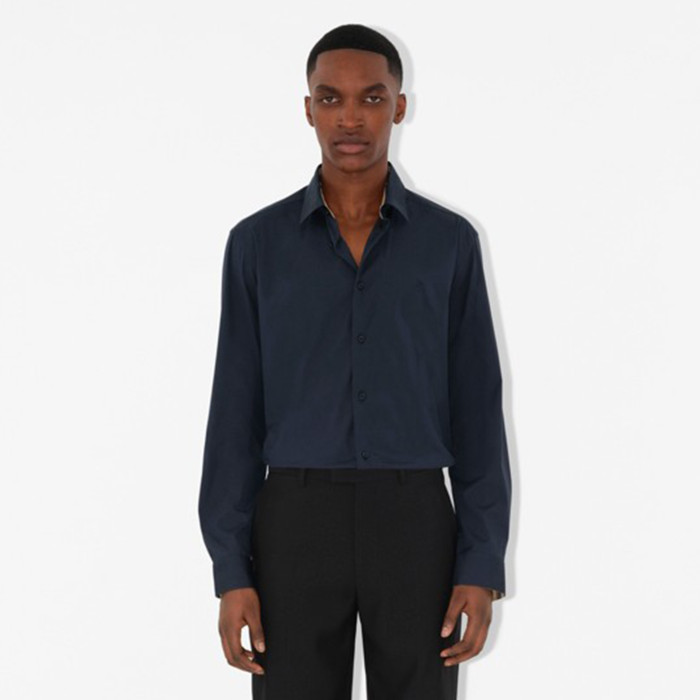 NIGO Burberry Men's Four Seasons Equestrian Rider Embroidered Logo Plaid Slim Fit Solid Color Long Sleeve Shirt #nigo99377