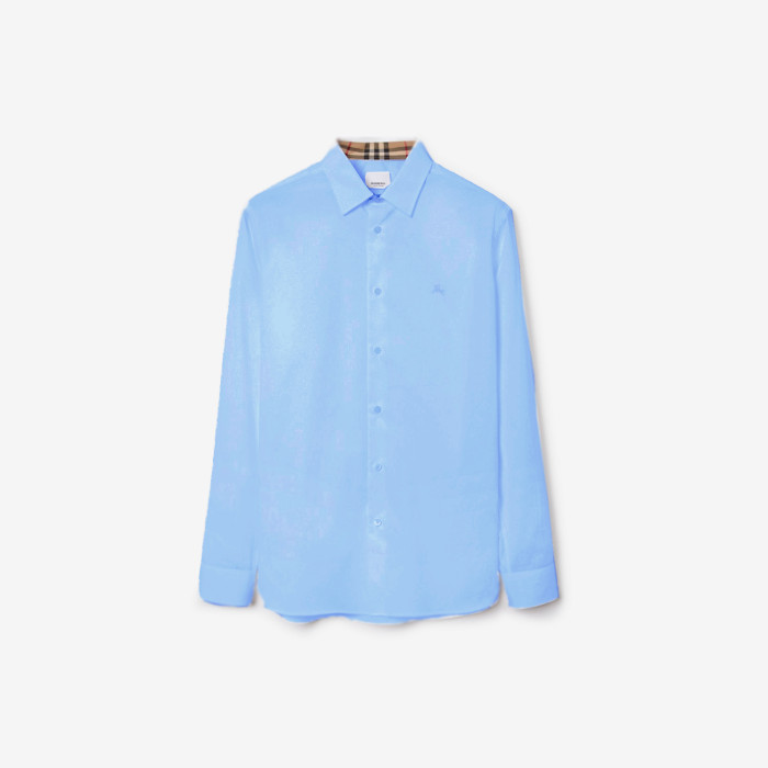 NIGO Burberry Men's Four Seasons Equestrian Rider Embroidered Logo Plaid Slim Fit Solid Color Long Sleeve Shirt #nigo99377