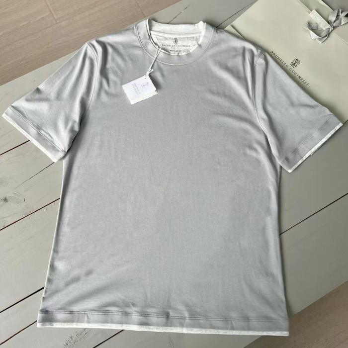 NIGO Brunello Cucinelli Men's Spring And Summer Fashion Trend Color Blocking Classic Short-sleeved Comfortable Positive Shoulder Round Neck T-shirt Tops #nigo99379