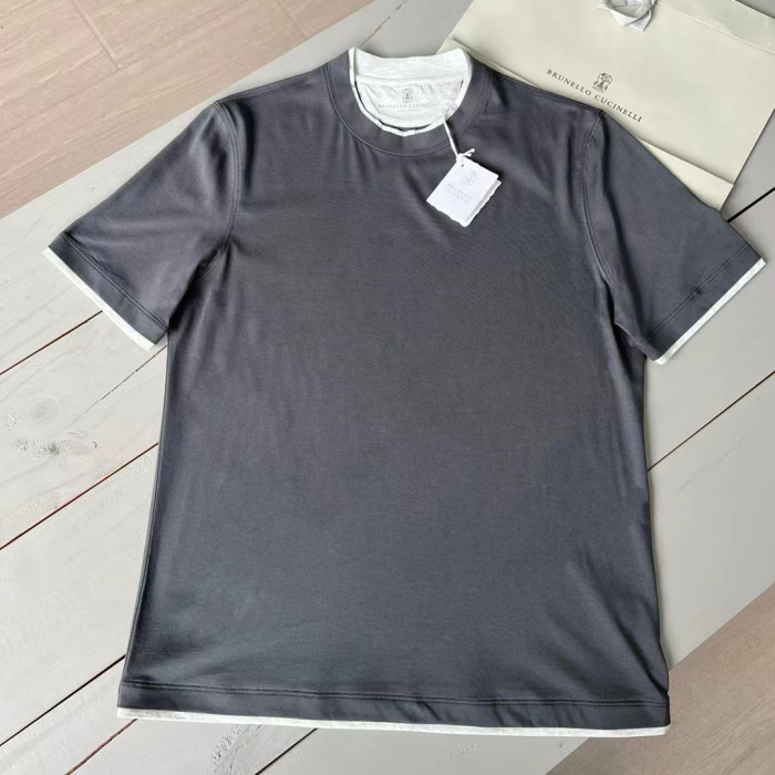 NIGO Brunello Cucinelli Men's Spring And Summer Fashion Trend Color Blocking Classic Short-sleeved Comfortable Positive Shoulder Round Neck T-shirt Tops #nigo99379