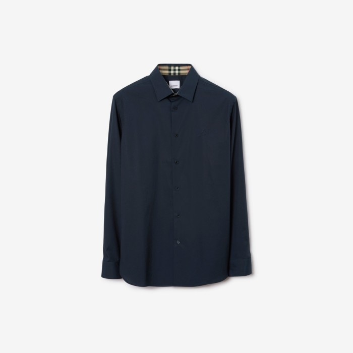 NIGO Burberry Men's Four Seasons Equestrian Rider Embroidered Logo Plaid Slim Fit Solid Color Long Sleeve Shirt #nigo99377