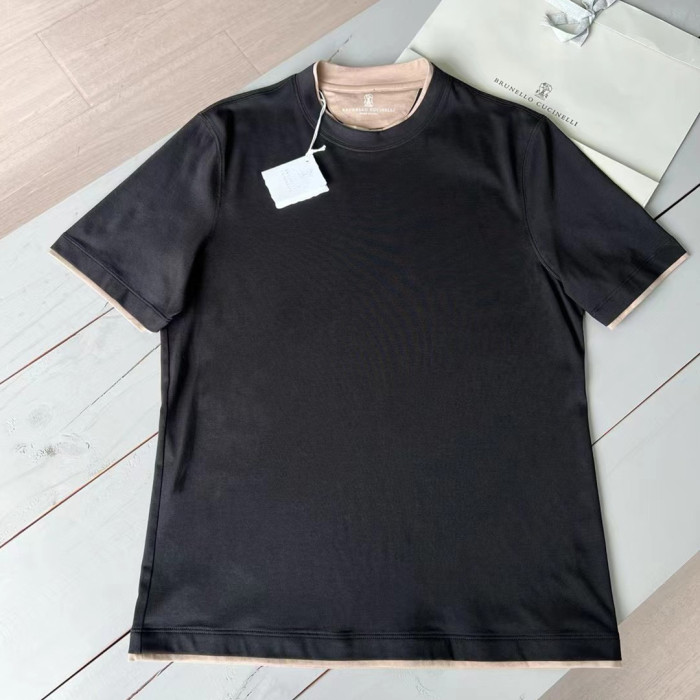 NIGO Brunello Cucinelli Men's Spring And Summer Fashion Trend Color Blocking Classic Short-sleeved Comfortable Positive Shoulder Round Neck T-shirt Tops #nigo99379