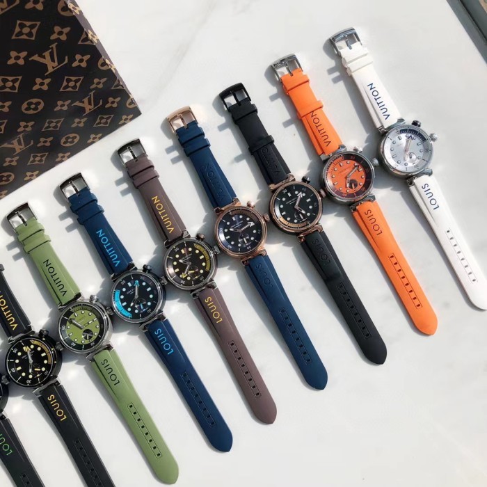 NIGO Louis Vuitton Men's TAMBOUR STREET DIVER Steel Dial Rubber Strap Automatic Mechanical Watch 44 mm #nigo99382