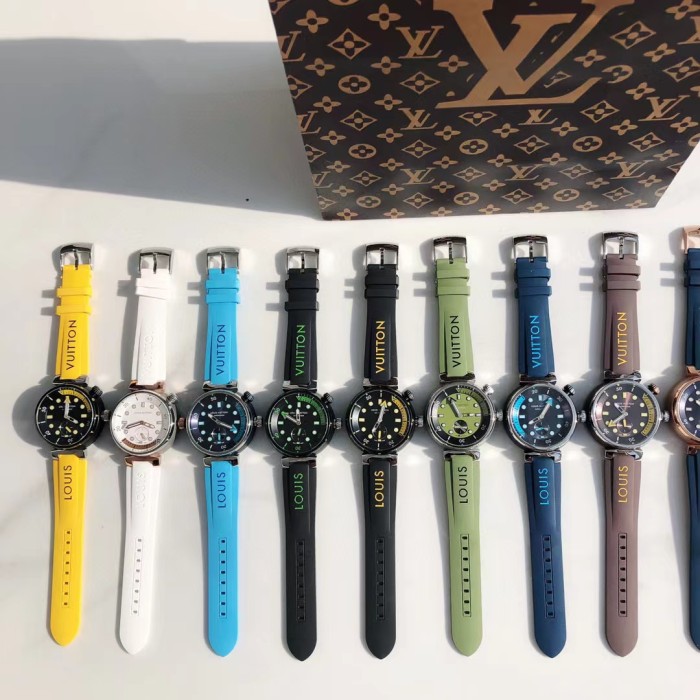 NIGO Louis Vuitton Men's TAMBOUR STREET DIVER Steel Dial Rubber Strap Automatic Mechanical Watch 44 mm #nigo99382