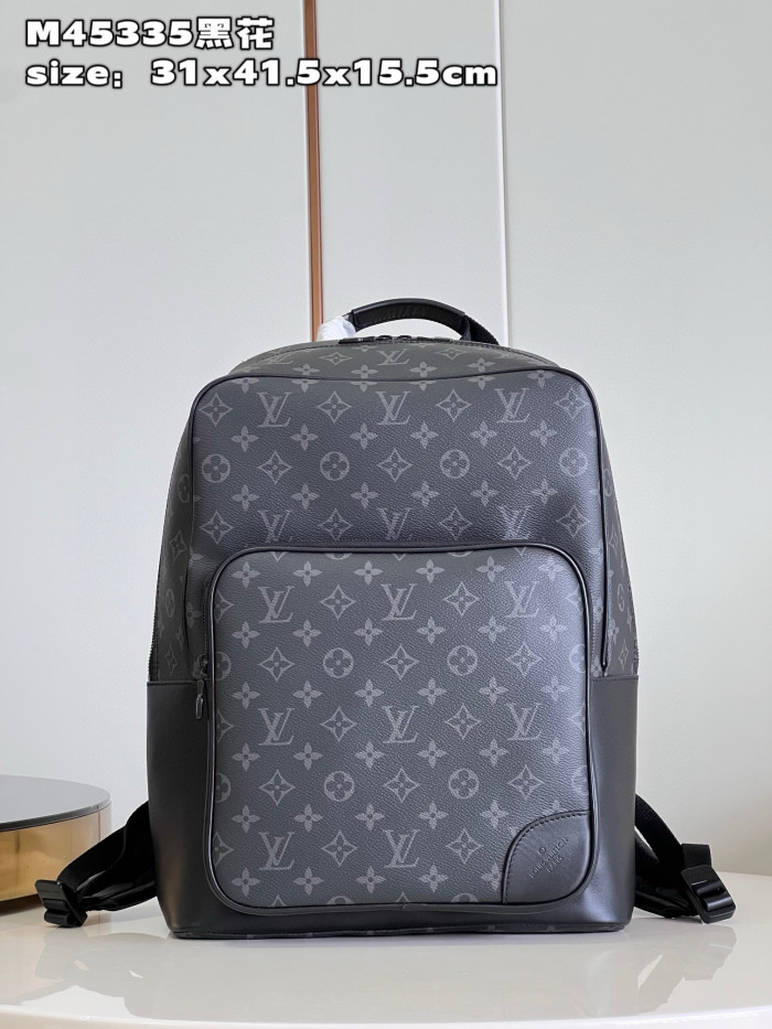 NIGO Louis Vuitton Men's Black Logo Printed Casual Backpack Dean Shoulder Bag #nigo99413