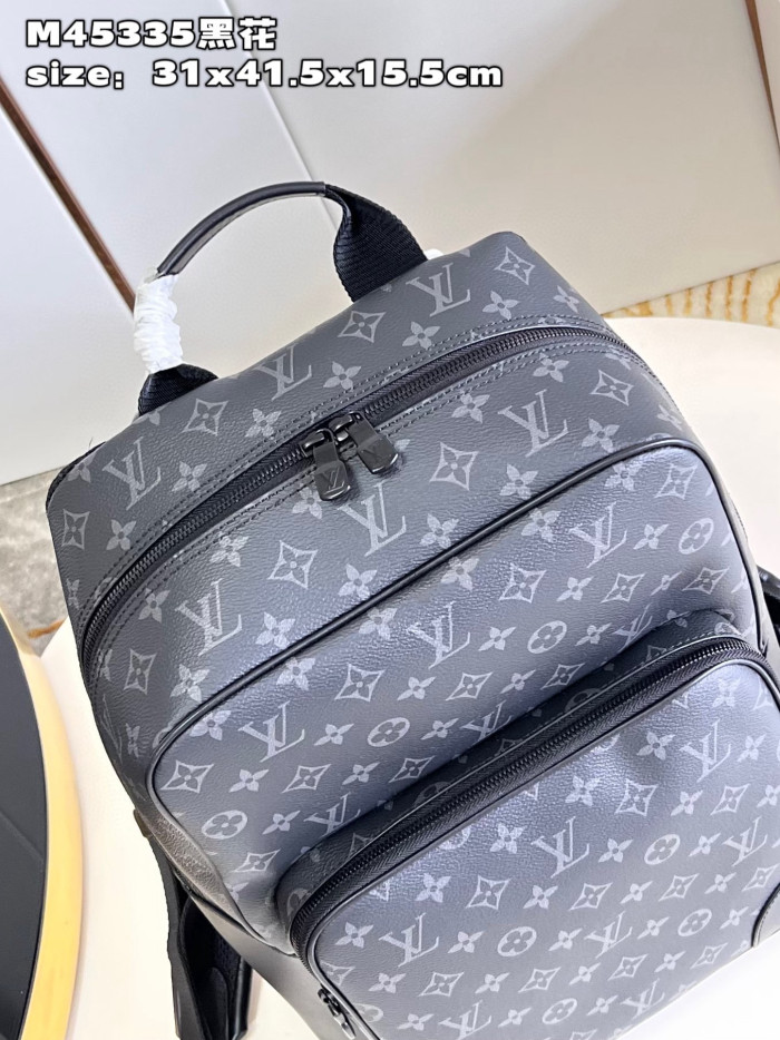 NIGO Louis Vuitton Men's Black Logo Printed Casual Backpack Dean Shoulder Bag #nigo99413