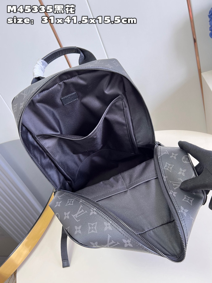 NIGO Louis Vuitton Men's Black Logo Printed Casual Backpack Dean Shoulder Bag #nigo99413