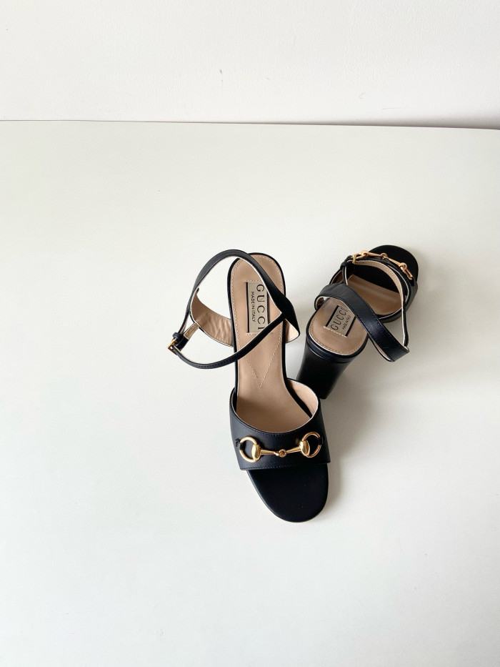 NIGO Gucci Women's Summer Solid Leather Sandals 5cm High Heels Shoes #nigo99396