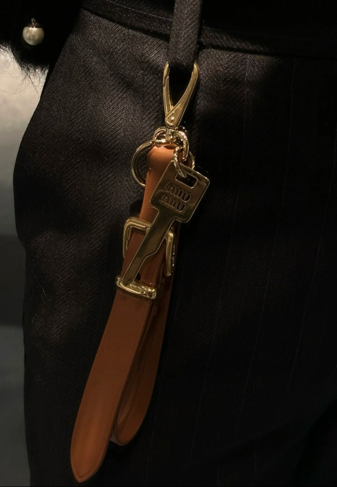 NIGO MiuMiu Women's Solid Colour Leather Keychain Bag Charm #nigo99437